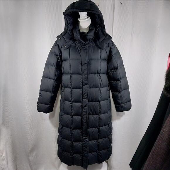 LANDS' END! STUNNING DOWN FILLED BLACK PUFFY STYLE HOODIE COAT, JACKET! SZ L - Picture 4 of 15
